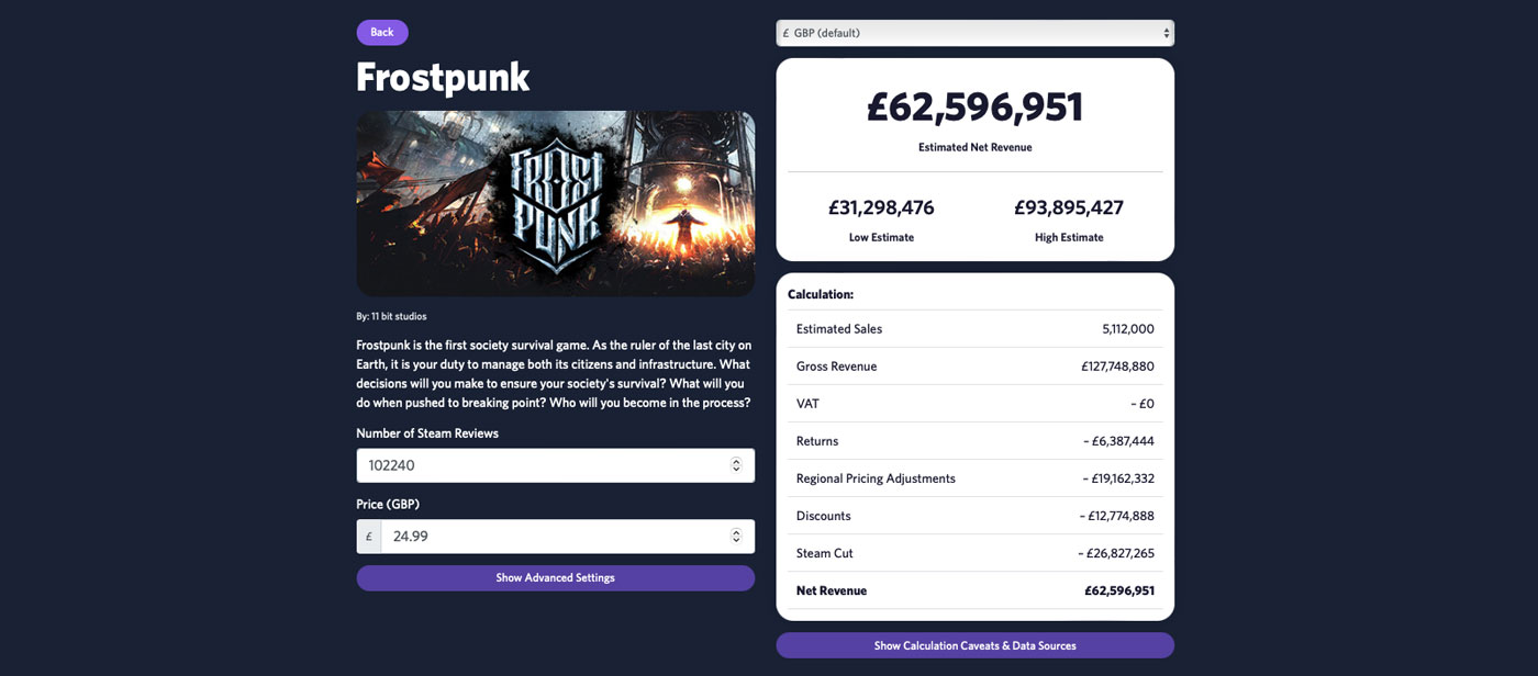 Steam Revenue Calculator — Search & Share!